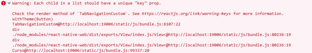 Solucionar Warning: Each child in a list should have a unique «key» prop. Al hacer un bucle de elementos dinámicos con React Native.