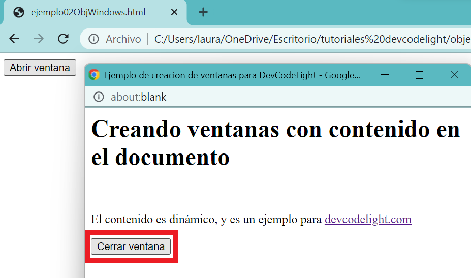 Creando Ventanas JavaScript (Objeto Window) 2/3