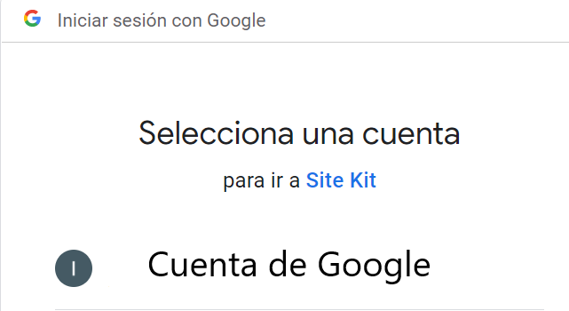 Select an account to go to Site Kit




