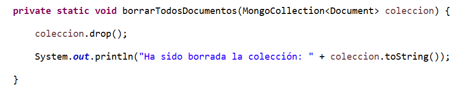 Borrar datos de una colección en MongoDB con Java desde Eclipse