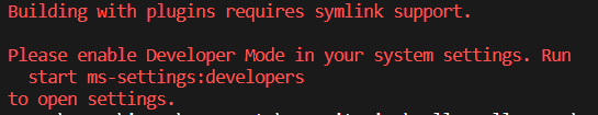 Solucionar error: Building with plugins requires symlink support. Please enable Developer Mode in your system settings. En Flutter build